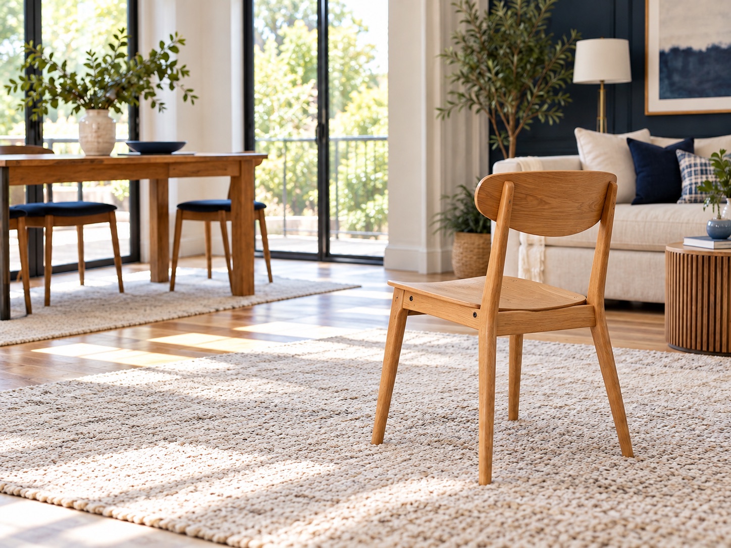 Assembled wooden chair in a living room